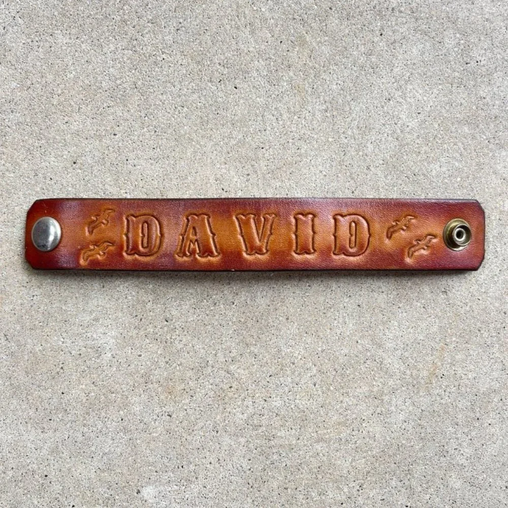 Tooled Leather David Cuffed Bracelet